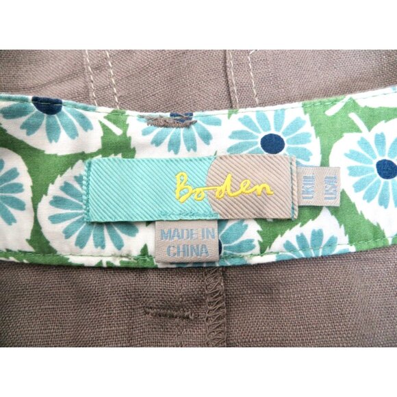 Boden Linen Blend Short Skirt Pockets Mocha Brown SZ 4 Long - Picture 4 of 5